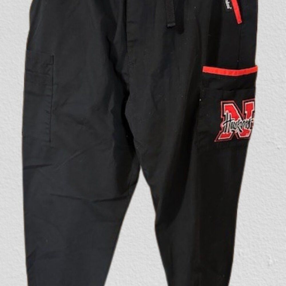 Black w/ Red Landau Scrub Pants with Huskers Logo  -  men's  7396